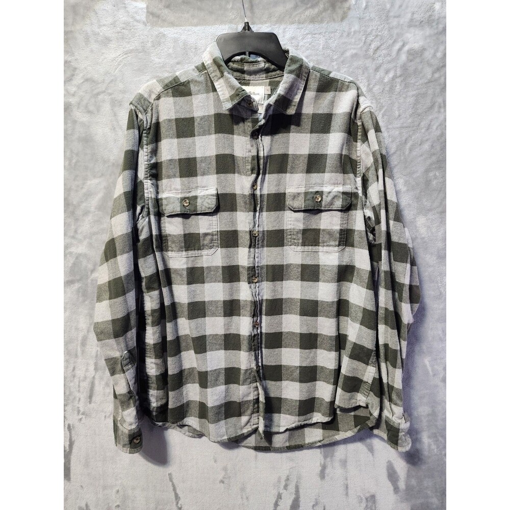 Goodfellow & Co Mens Button-Down Long Sleeve Shirt Size XL Green & Grey Check